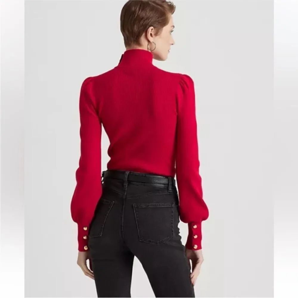 Ralph Lauren black label Red Turtleneck Sweater with Button Detail, S - Picture 3 of 14